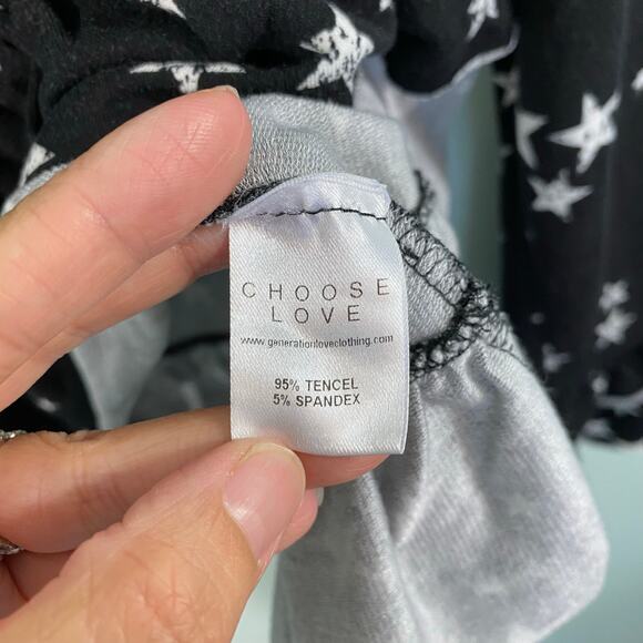 Generation Love Women Black Star Print Ruffles Pullover Hoodie Size S - Picture 6 of 8